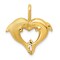 14K Yellow Gold Dolphin Heart Pendant Jewelry Charm 23mm x 20mm